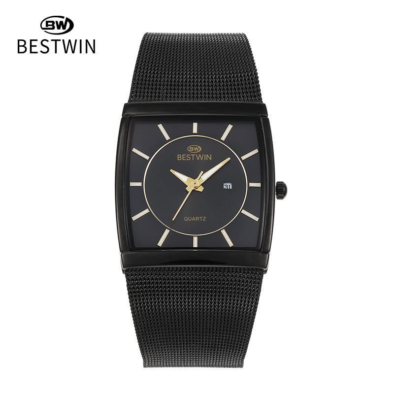 Fashion Ultra-thin Square Watch Male Internet Celebrity Mesh Belt Male Watch Quartz Watch Wristwatch