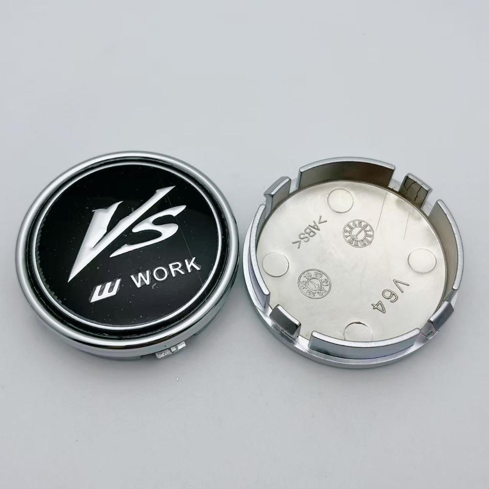 4pcs JDM 64mm VS W Work Logo Emblem Badge Car Wheel Center Cap Wheels Hubcaps Rims Center Dust Cover Car Accessories for Volvo
