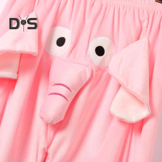 Calças de pijama com estampa de elefante de desenho animado, pernas largas, design feminino, masculino, calças de salão, cós elástico, cintura média, calças de pijama