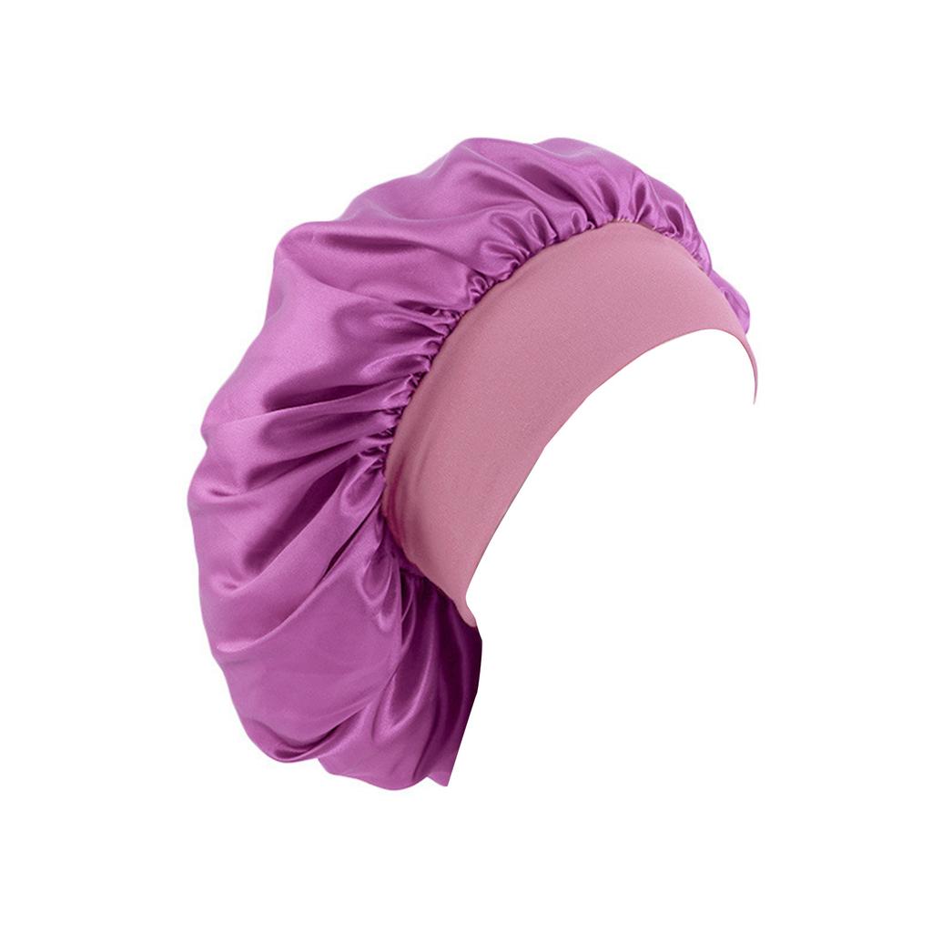 Large Brim Nightcap Sleeping Hat Satin Bonnet Wide Band Silk Sleep Cap Bathing Shower Caps for Women Curly Hair