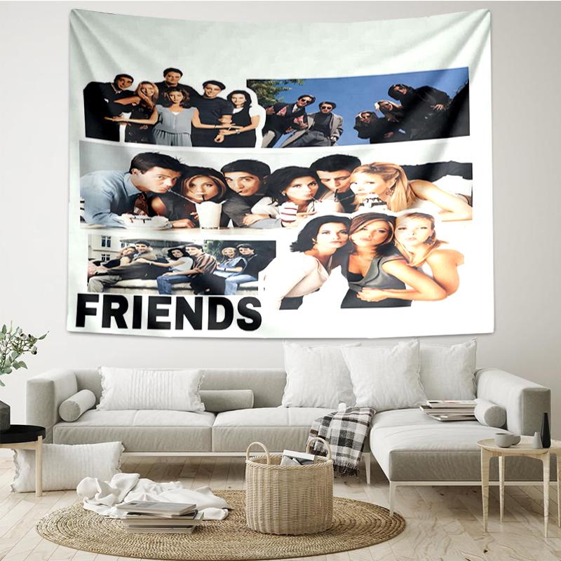 Friends Print Tapestry, Backdrop, Easy Setup, Ideal for Bedroom, Office & Living Room, with Aesthetic Wall Hanging Decor.