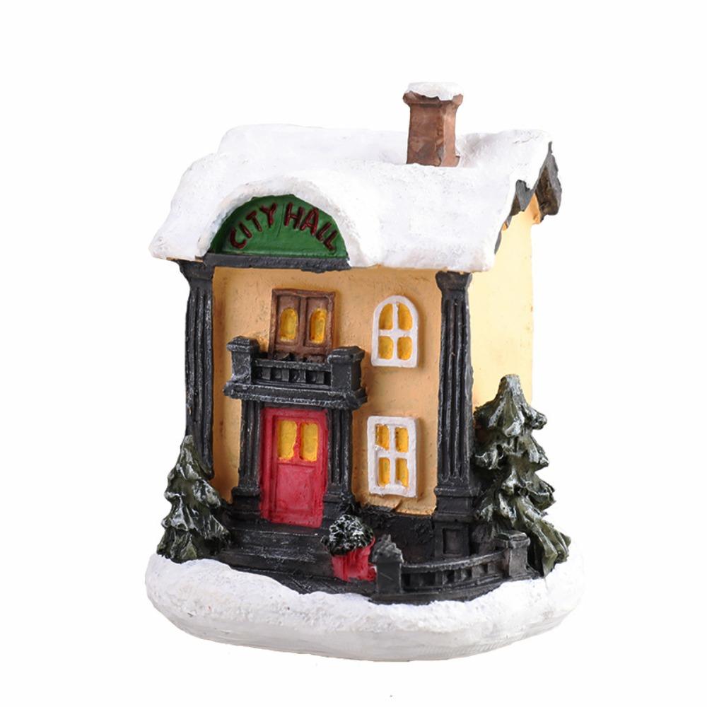 Luminous Christmas Glowing Small House Resin House Ornament LED Light Snow House  Party Favors