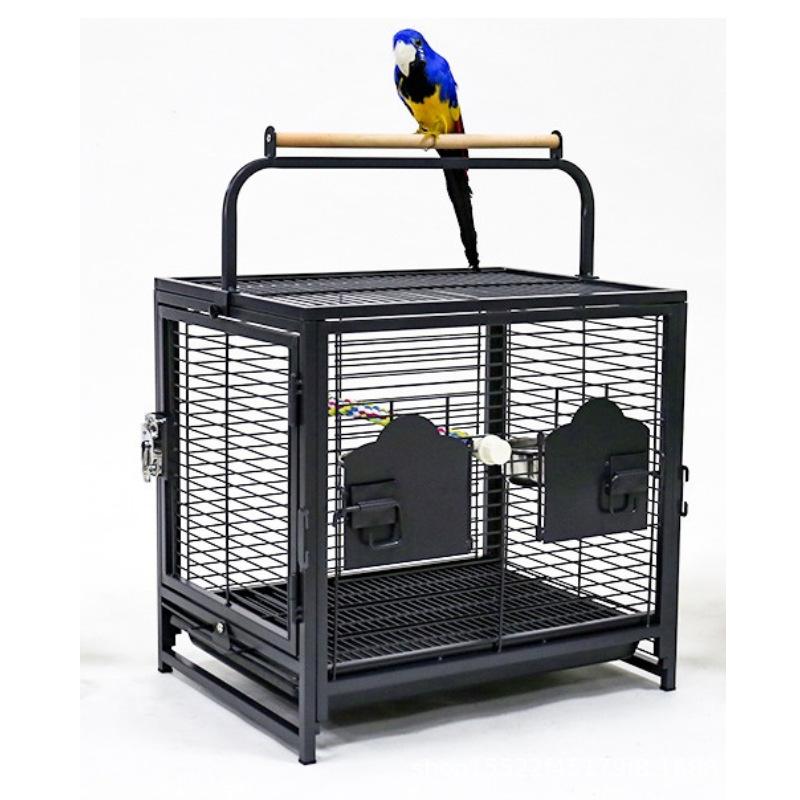 

47.5*37.5*45.7 Portable Bird Cage Small Parrot Cage for Outings Lovebird Budgie Carrier with Standing Stick Compact Bird Habitat чёрный