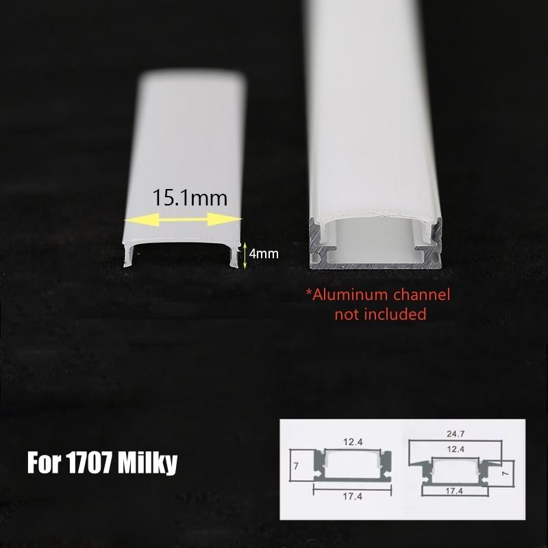0.5M LED Aluminum Profile Diffuser Milky White Black PC Cover for U/V/W/Y-shape Channel Hard Bar Strip Light Replace Lampshade