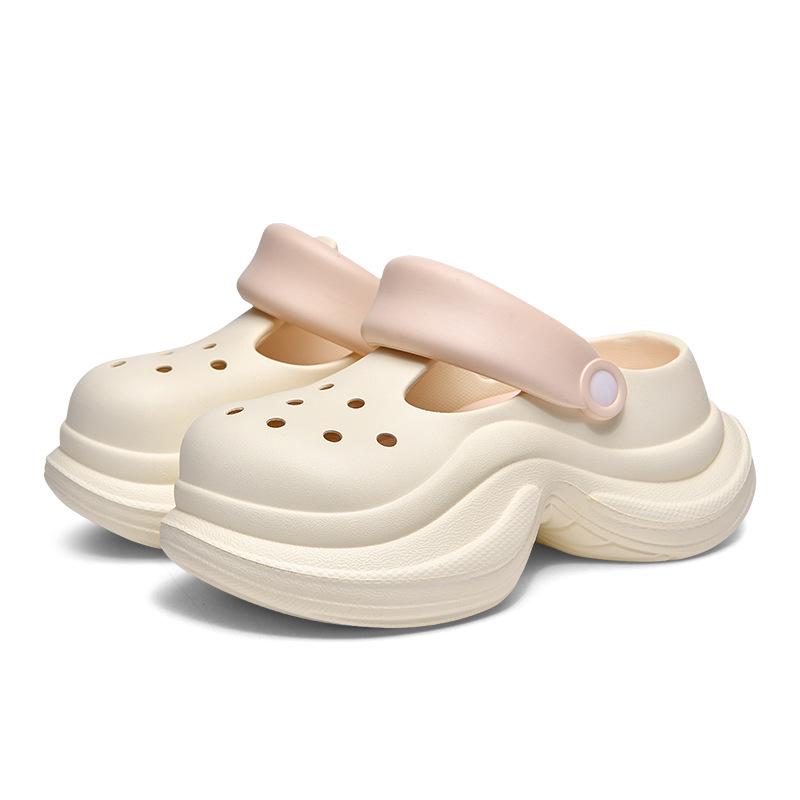 Women's 2025 Summer Thick Sole Hollow Slippers - Height Increasing, Non-Slip, Casual, Versatile, Internet Favorite