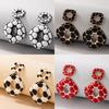 New accessories, stud earrings, square leopard print geometric earrings.