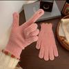 Finger Gloves Women's Winter Warm Gloves Wool Knitted Student Couple Riding Five-Fingered Men's Gloves