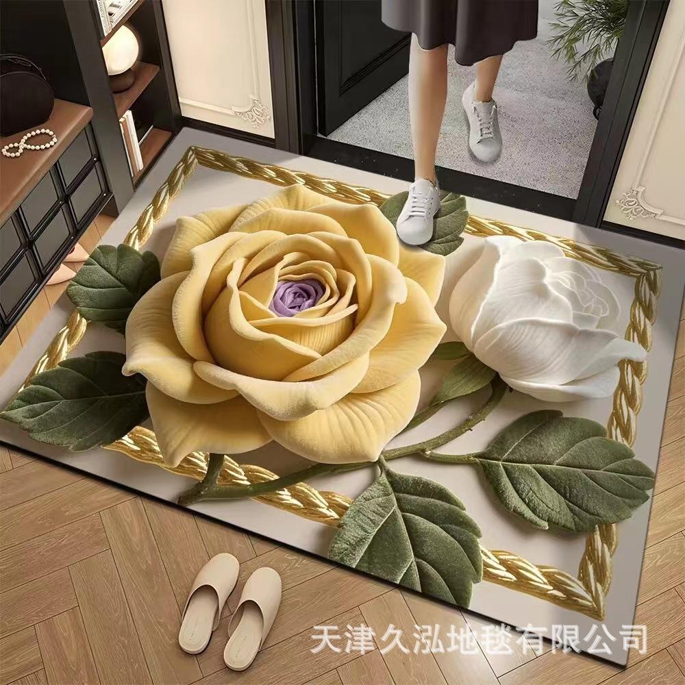 3D Blumen Teppich Eingangstür Bodenmatte Schlafzimmer Badezimmer Rutschfeste Fußmatte