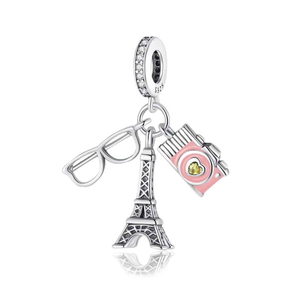 Original New Copper Travel Series Suitcase Camera Shopping Bag Charms For Originaldiy Bracelet Women Jewelry Gift