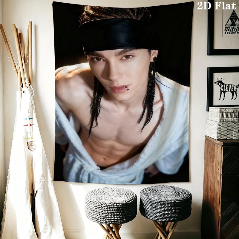 Tom Kaulitz Wall Tapestry Aesthetic Wall Hanging Printed Fabric Blanket Decorative Tapestries for Bedroom Living Room Home Decor