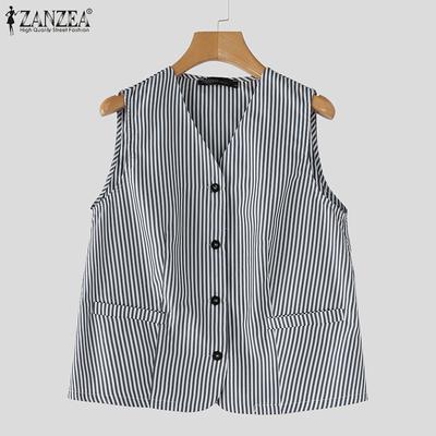 Lässiges, ärmelloses Tanktop mit V-Ausschnitt und Streifen für Damen