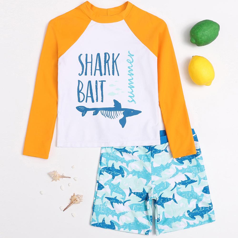 

2025 Быстросохнущий раздельный купальник для мальчиков - Пляжный солнцезащитный с длинными рукавами 140