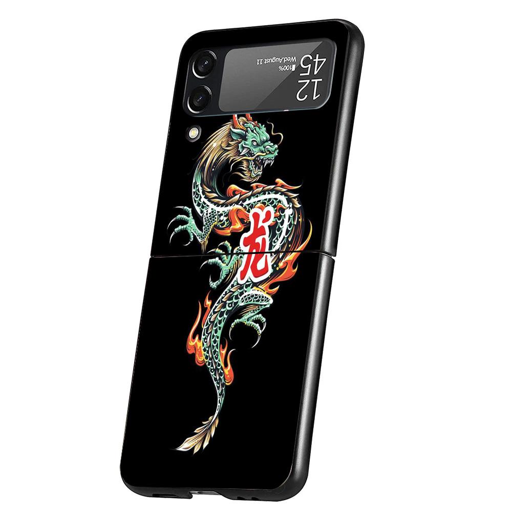

Asian Dragons Animal Tattoo Cover Phone Case For Samsung Galaxy Z Flip 7 6 5 4 3 5G Flip7 Flip6 Flip5 Flip4 Flip3 Black Fundas S Samsung Z Flip 3