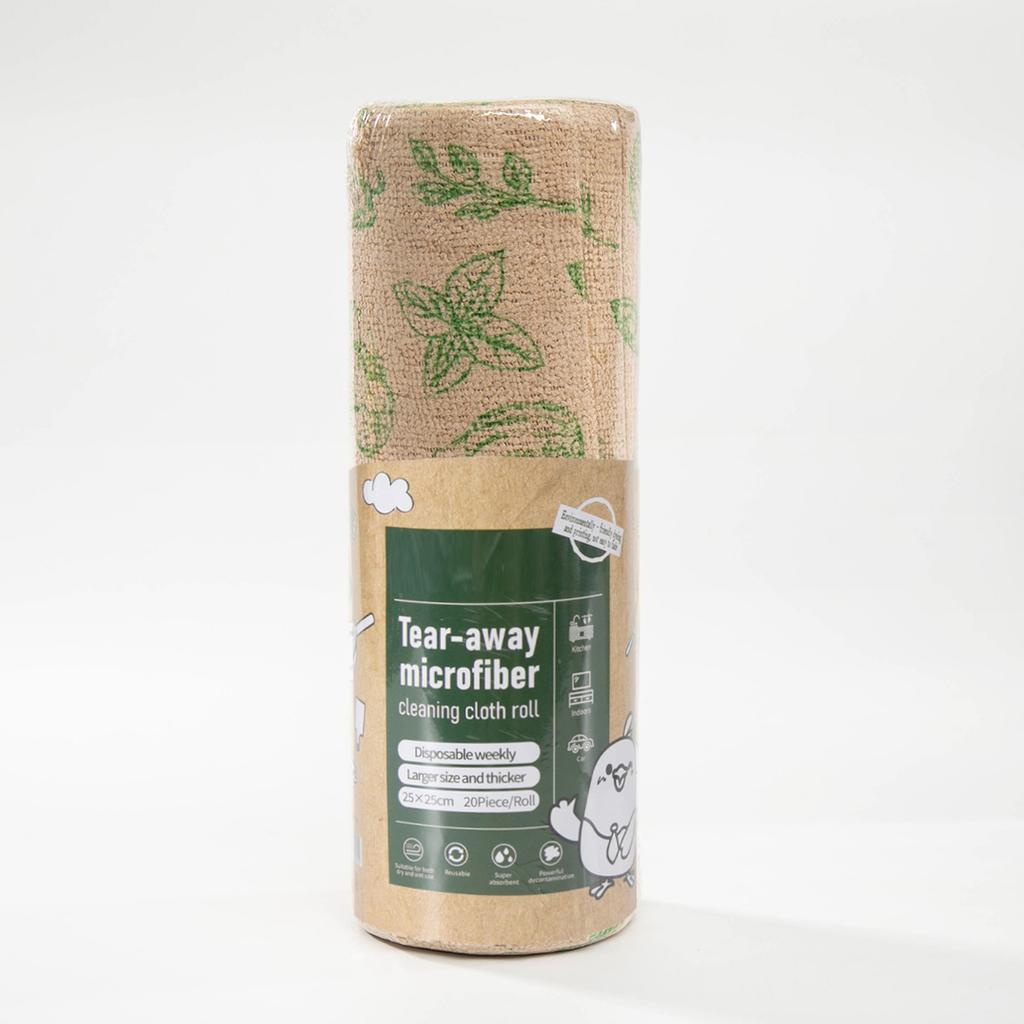Ring green microfiber printed hand-torn rag multi-functional kitchen table washing cloth water-absorbing thickened lazy rag