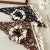 New Fringed Bag with Triangular Scarf, Floral Lace, Soft and Cozy Fabric Headscarf Hairpin Headpiece
