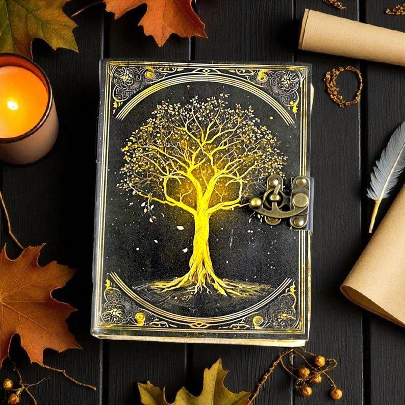 Diario Grimorio de Cuero Árbol de la Vida:  Libro de las sombras