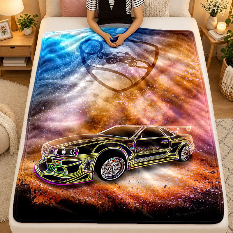 Flannel BlanketRocket League Warm Soft Throw Blanket for Indoor Sofa Bed Living Room Use