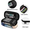Pencil Pouch Durable 300D Polyester Spacious Storage Secure Zipper with Main Compartment Mesh Pocket and Pen Slots for Boys Girls
