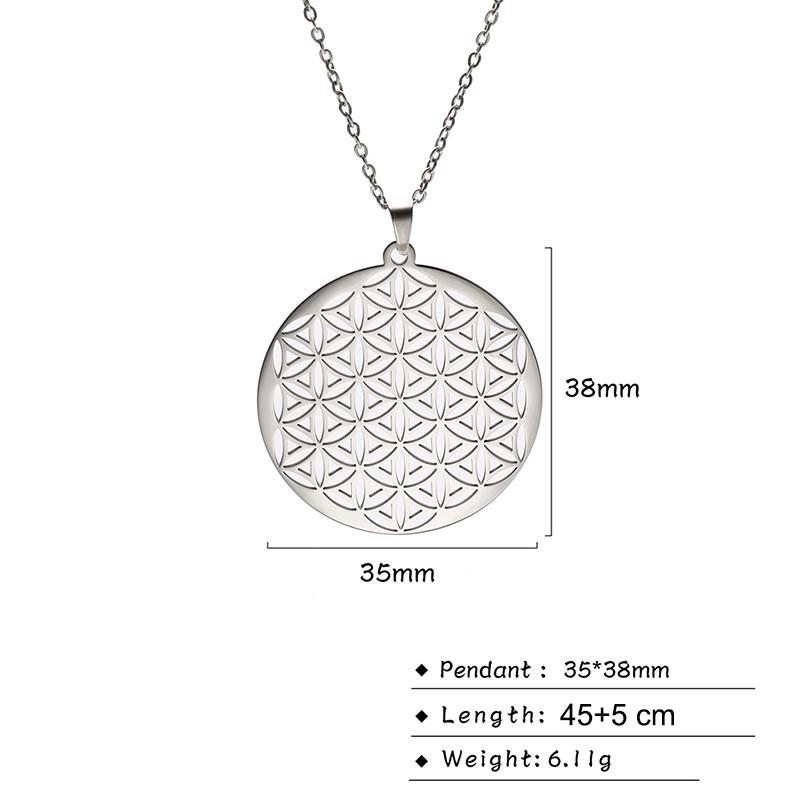 LIKGREAT Flower of Life Round Pendant Necklaces Stainless Steel Fashion Hollow Mandala Chakra Choker Jewelry Gifts for Women Men