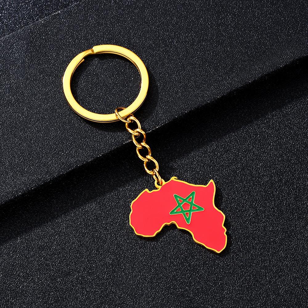 Portachiavi Premium in Acciaio Inossidabile con Ciondolo Mappa Bandiera Africa Ghana Nigeria Capo Verde Congo Uganda Regalo per Appassionati di Viaggi