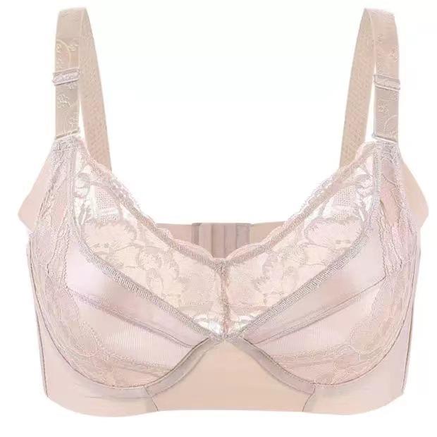 

Кружевной бюстгальтер размера плюс с боковыми сборками и регулировкой по размеру, чашка E 42/95B бежевый