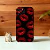 Lip Print Phone Case For iPhone 17,16,15,14,13,12,11 Plus,Pro Max,XS,Soft Silicone Black Cover