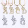18K Gold Plated Brass A-Z Crown Initial Alphabet Pendant,Inlaid Zircon 26 Letter Charms for DIY Necklace Jewelry Making Supplies
