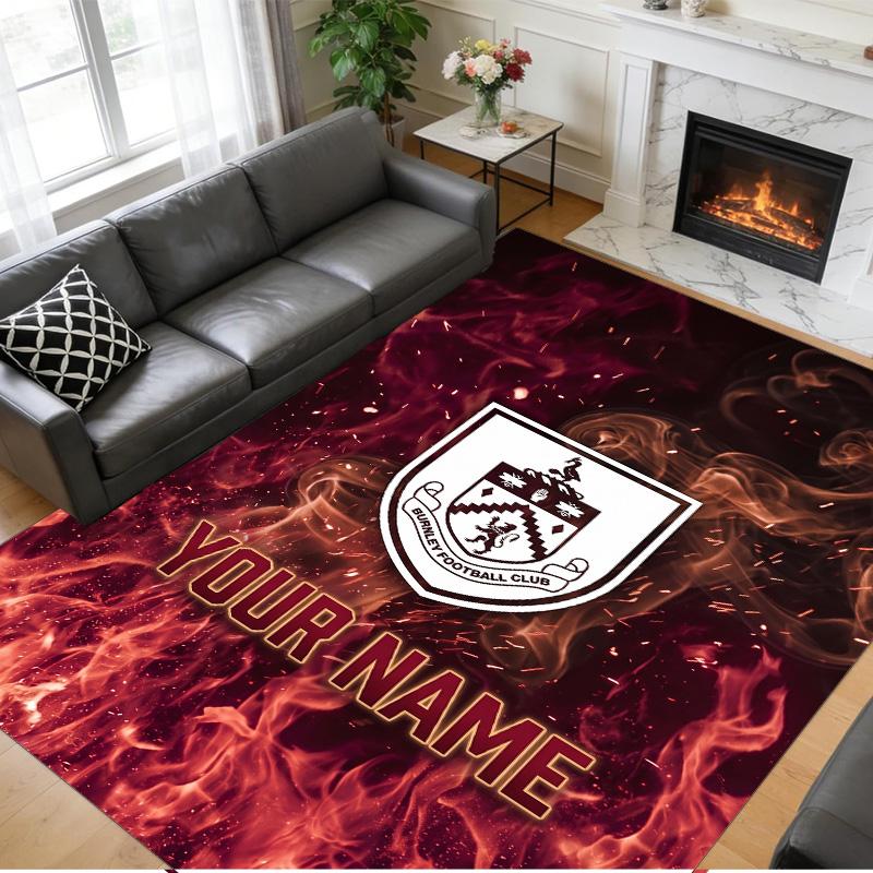 Crystal Velvet Rug Custom Name Text, Soft Non Slip Floor Mat Home DecorBurnley Football