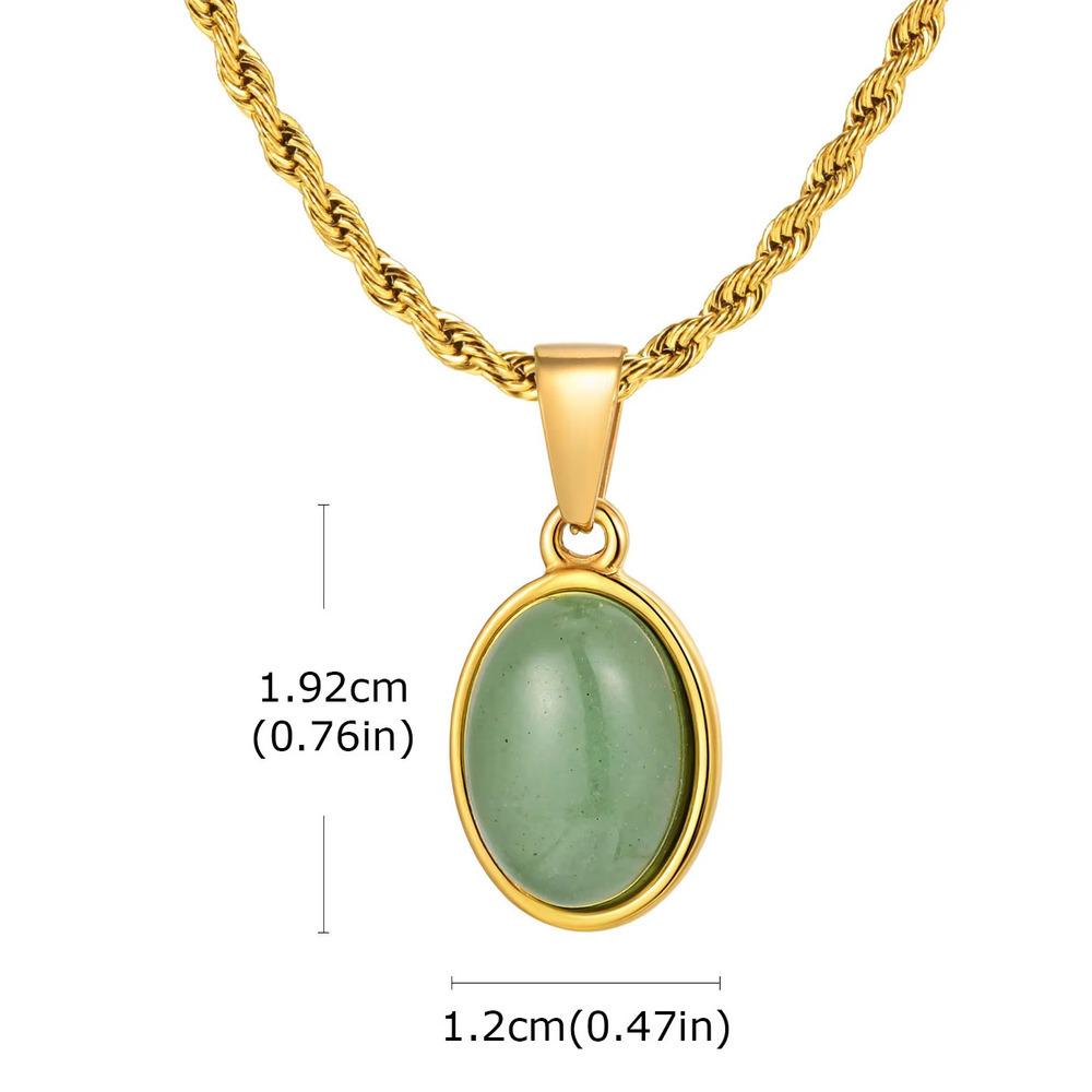 Vnox Trendy Natural Stone Geometric Pendant Necklace for Men, Stainless Steel Gold Color Box Chain Collar, Fashion Charm Jewelry
