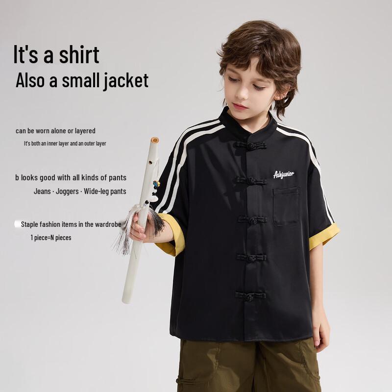 ASK JUNIOR Boys  New Chinese Style Short Sleeve Shirt 120