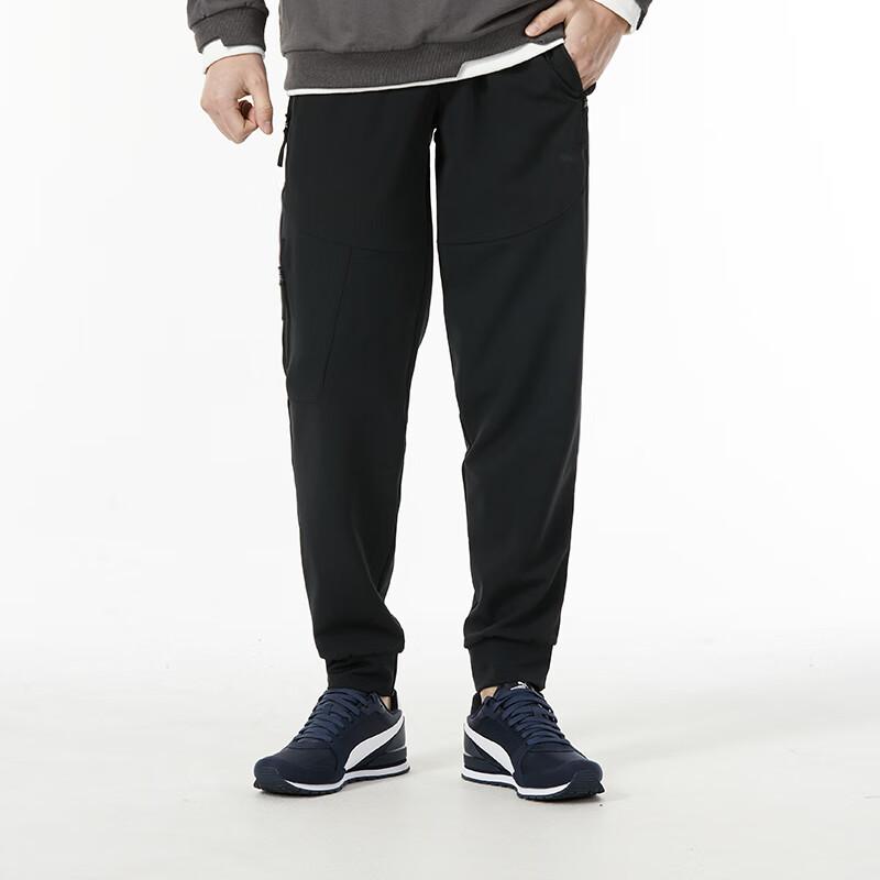 Puma Solid Color Drawstring Tapered Running Fitness Training Woven Pants Men Bottoms Black 626177-01