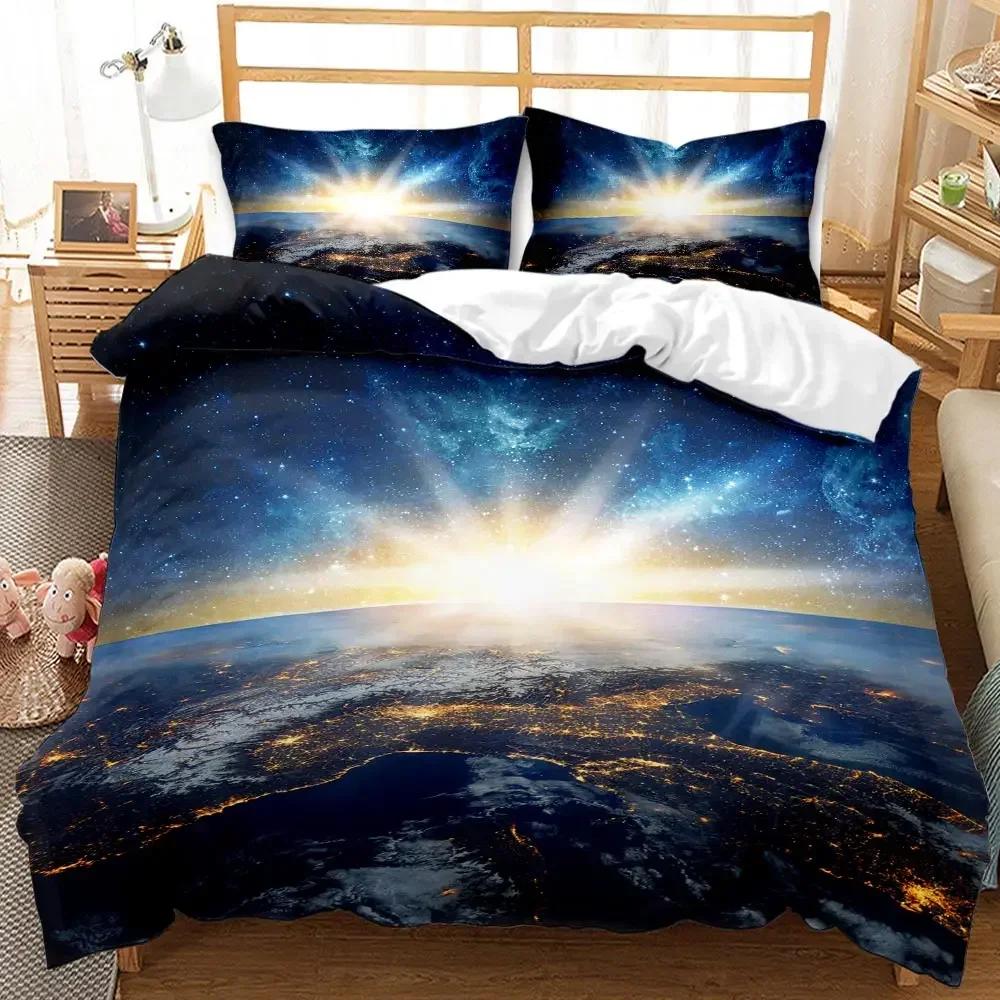Galaxy Universe Outer Space Comfortable Duvet Quilt Cover Pillowcase Bedding Set Children Bedroom Decoration Home Textile