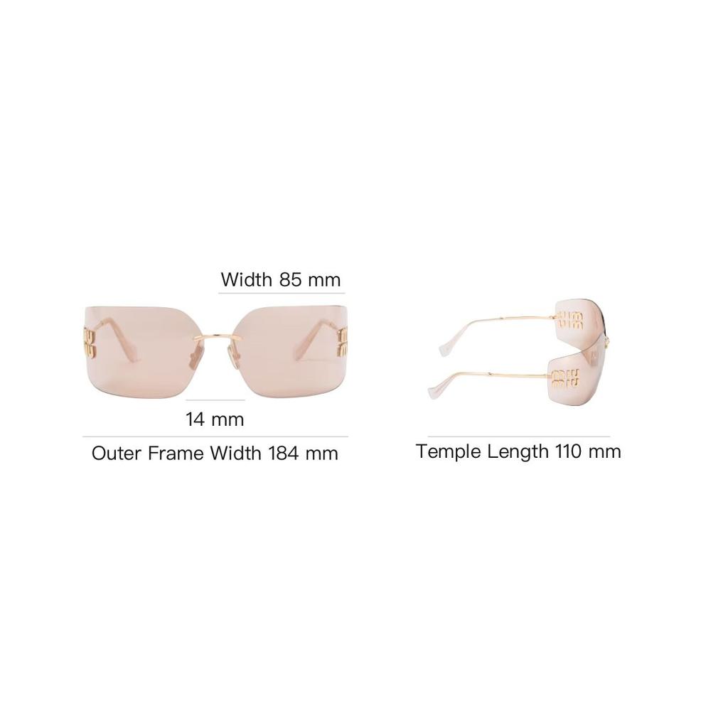 Miu Miu Logo Embossed Decorative Metal Irregular Shape Sunglasses Women sunglasses Gold SMU54Y-ZVN20F