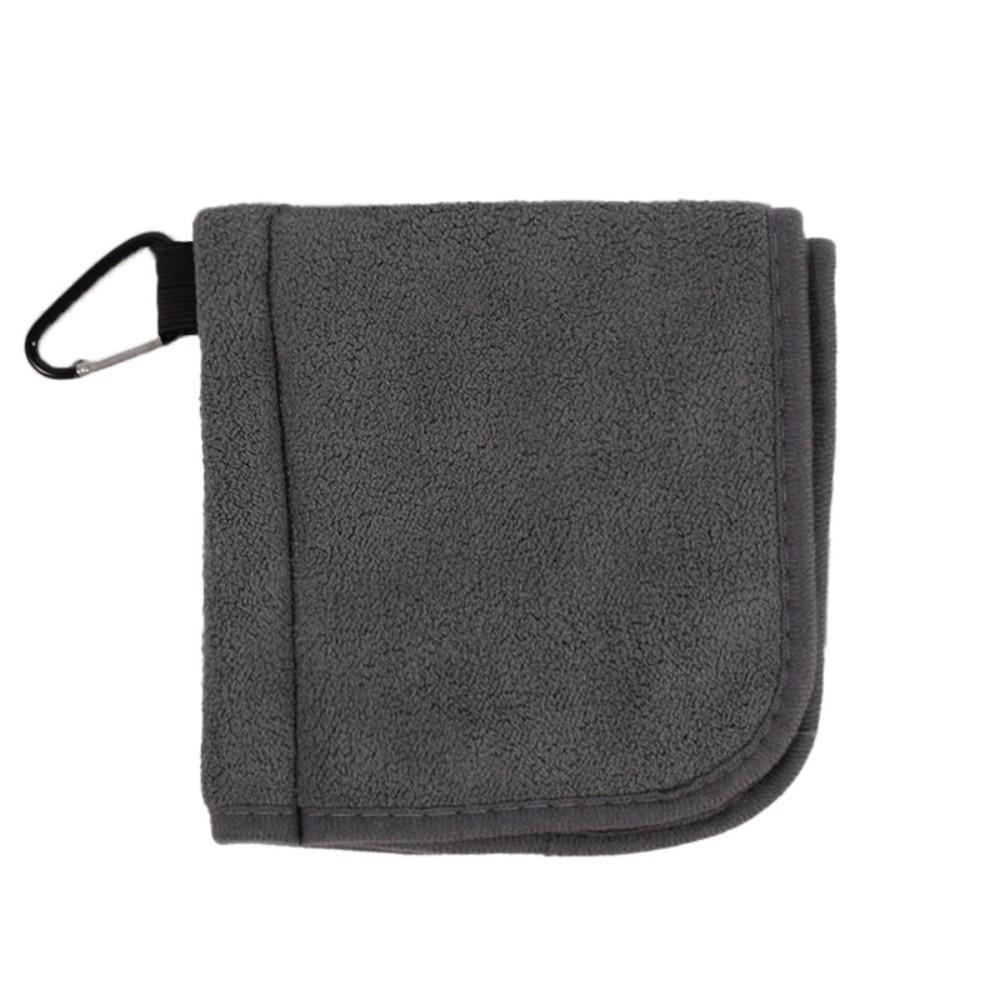Microfiber Golf Ball Cleaning Towel Double-Layer Square Golf Club Cleaner with Carabiner Hook Water Absorption Golf Wipe Cloth