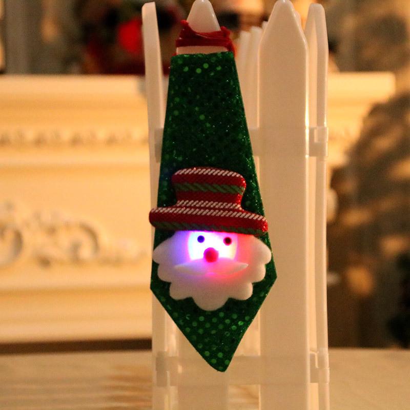 Tie Christmas Bow Light Up Santa Claus Holiday Sequin Ties Xmas Party Decor Gift