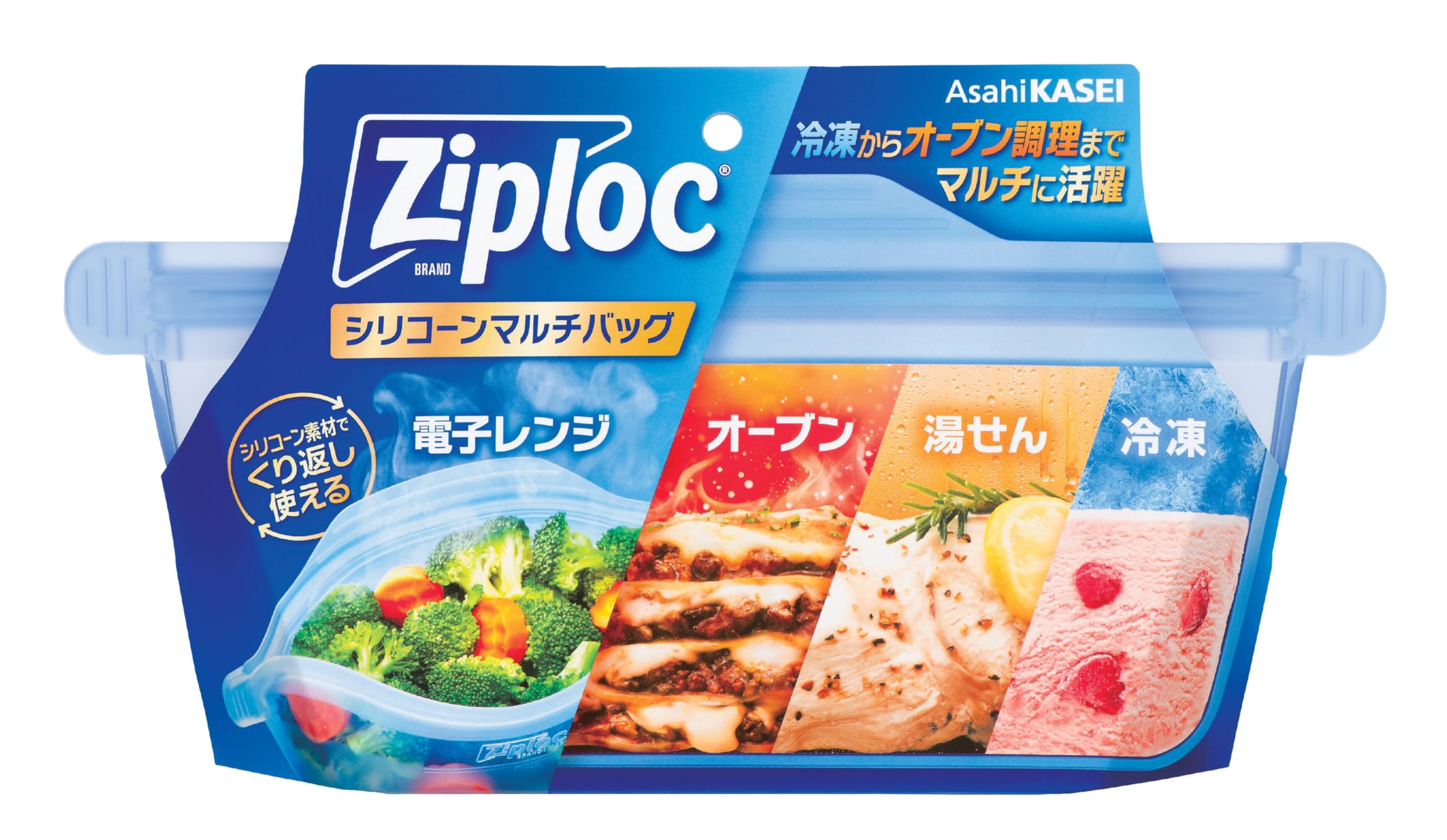 

Ziploc Silicone Multi-Bag, 1 Bag, Silicone Material, Microwave, Hot Water, Oven, Freezer, Dishwasher Safe, Quick Cooking