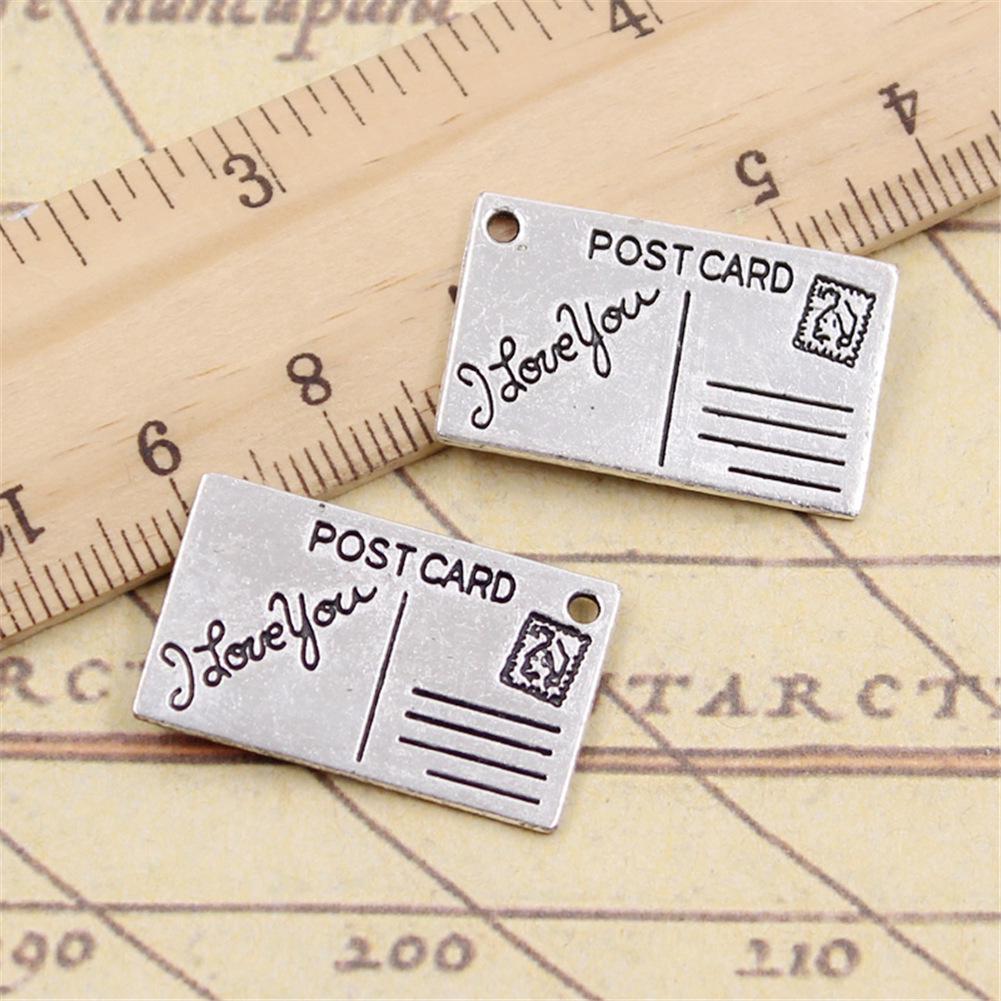 

Vintage Silver Postcard Charm Pendant for DIY Jewelry