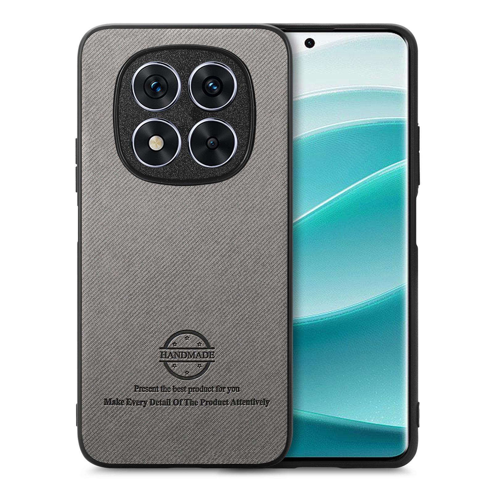 

For Xiaomi Redmi Note 14 Pro 5G Leather Phone Back Cover with Cloth Texture Grey