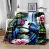 Niedliche Picknickdecke mit 3D-Papageienmotiv, warme Flanelldecke, weiche und bequeme Decke, Bettdecke, Geburtstagsgeschenk