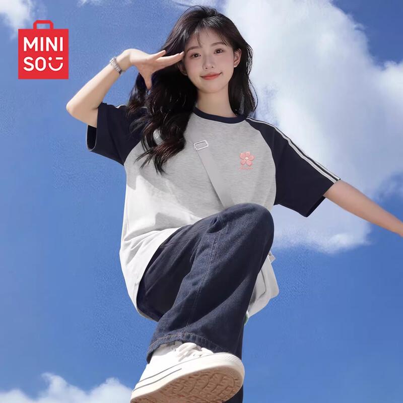 MINISO Women s Loose Fit Cotton Raglan T-Shirt