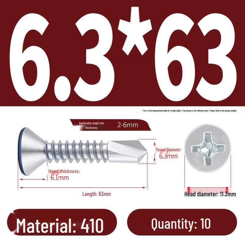 Phillips Flat Head Blue Zinc Plated Stainless Steel Self-Drilling & Self-Tapping Screws M3.9-M5.5