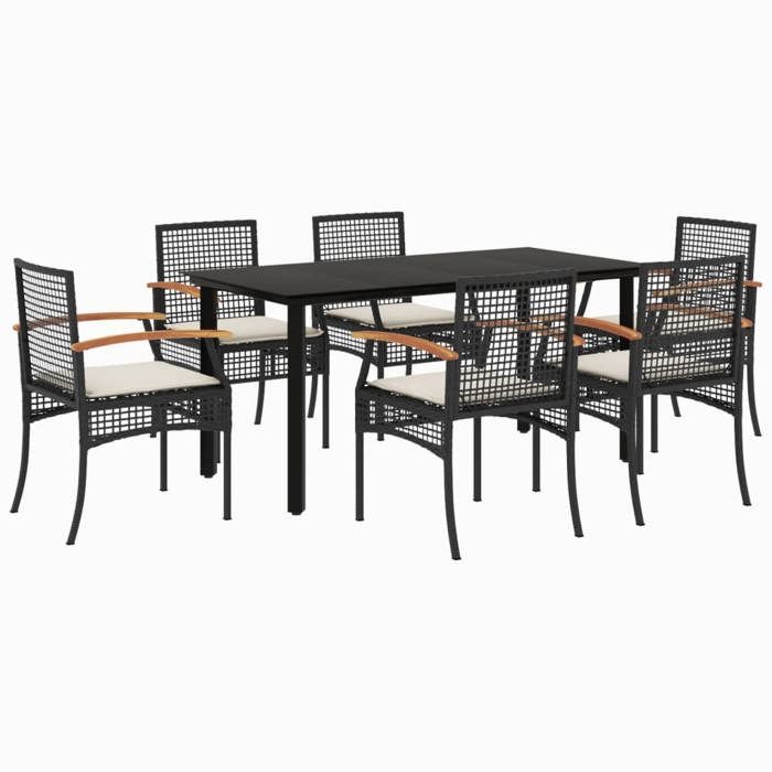 VidaXL Garden Dining Set with Cushions 7pcs, Patio Table and Chair, Patio Furniture, Outdoor Furniture, 3213607