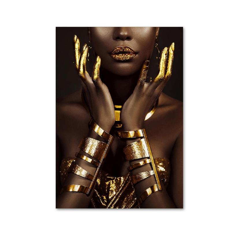 

Африканская женщина с золотыми украшениями Картина на холсте Современный постер и принты Figue Настенные художественные картины для гостиной Украшения дома 40x60 cm No Frame
