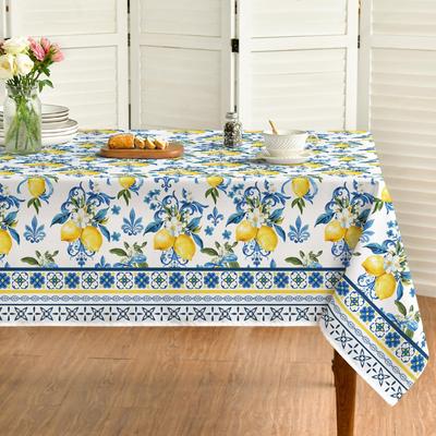 Classical Iris Pattern Lemon Rectangle Waterproof Tablecloth Party Decor Washable Kitchen Dining Tablecloth Wedding Decorations