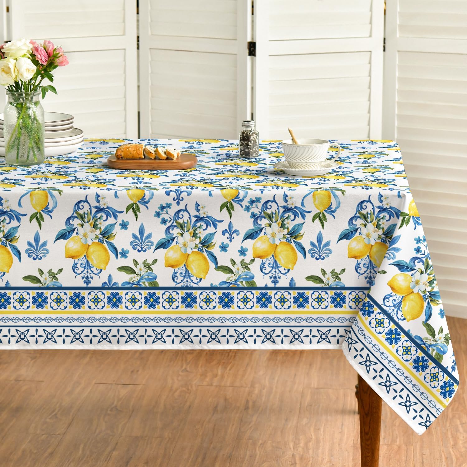 

Classical Iris Pattern Lemon Rectangle Waterproof Tablecloth Party Decor Washable Kitchen Dining Tablecloth Wedding Decorations 50x50cm napkin