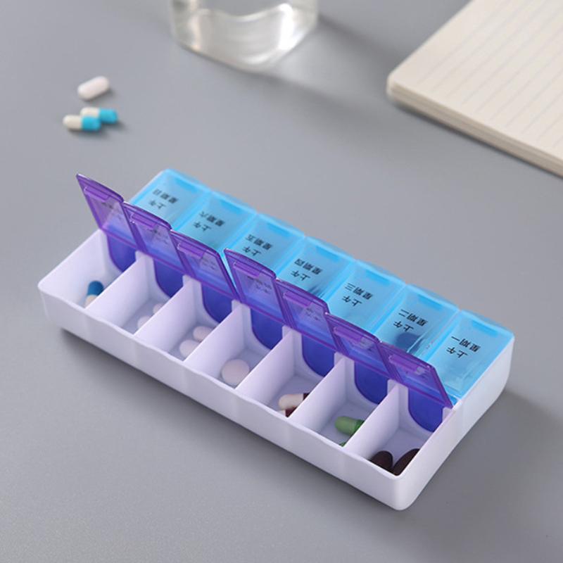 7 Days A Week Pill Organizer Morning And Night Holder Storage Box Splitter Travel Medicine Portable