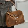 Light Luxury Imported Soft Suede Tote Bag Lazy Style Large Capacity Matte Leather Lock Kelly Bag Women's Crossbody Shoulder Bag