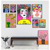 Leopard Lady Colorful Rainbow Flower Cup Wall Art Canvas Painting Nordic Posters and Copies Wall Photos for Living Room