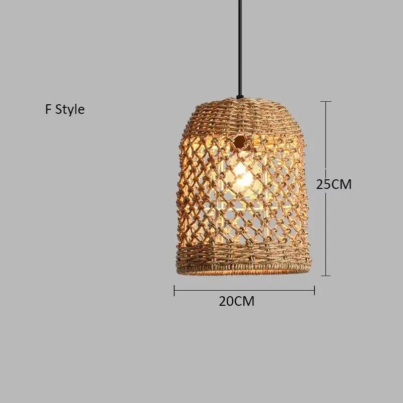 Retro Bamboo Woven Pendant Lamp Rattan Woven Room Dining Japanese Bamboo Art Lantern Tea House Lighting Fixtures