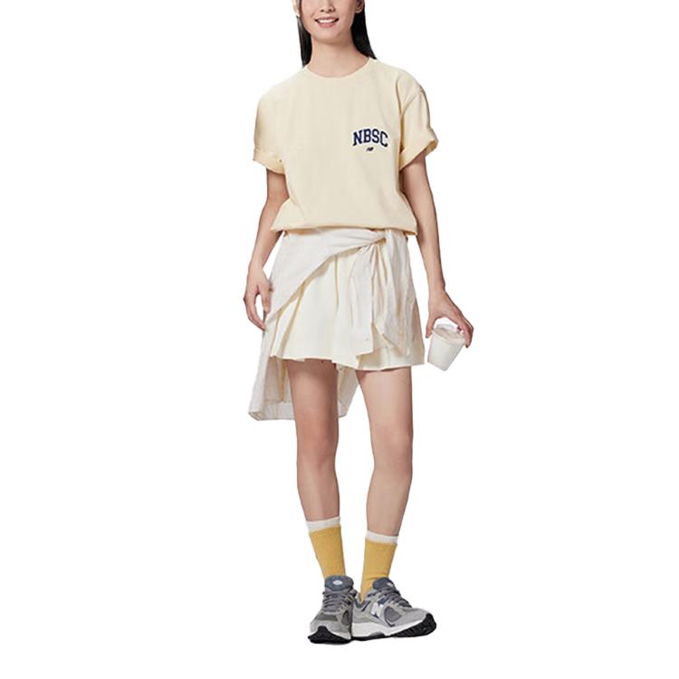 New Balance Drop Shoulder Sleeve T Shirt Men's Beige Yellow AMT42331-CAU